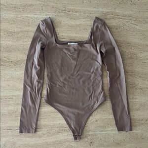 Aritzia Taupe Long Sleeve Bodysuit